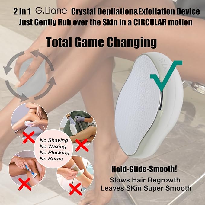 Crystal Hair EraserUpgraded Painless Crystal Hair RemoverEffective Nano Glass Hair Removal Device and Skin ExfoliationBody Epilator for Women and Men(Silver)