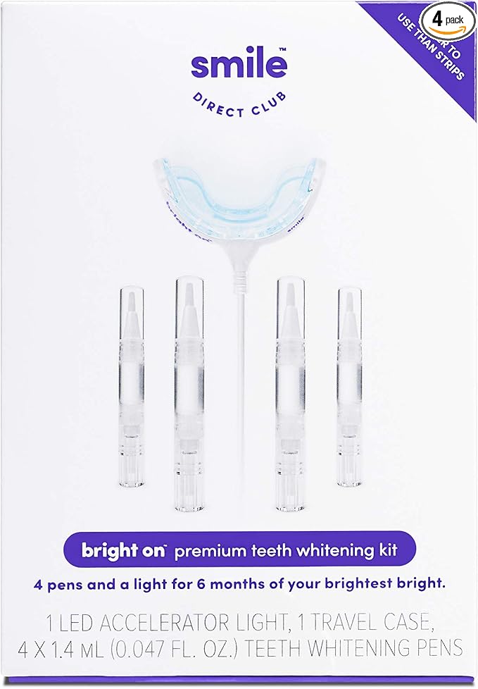 Smile Direct Club bright on Premium Teeth Whitening Kit - LED Accelerator Light and 4 Whitening Pens