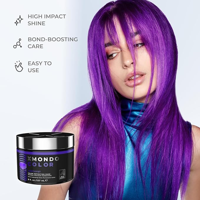 XMONDO Color Amethyst Depositing Mask &amp Semi-Permanent Purple Hair Dye | Infused with Bond Booster Technology &amp Hyaluronic Acid for Nourishment Revitalization &amp Repair Vegan Formula 8 F