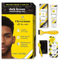 Cleverman Hair &amp Beard Dye Kit for Men All-in-One Reusable Mens Hair Color Natural Gray Coverage Ammonia-Free Beard Mustache Dye for Men (Dark Brown for Black Men)