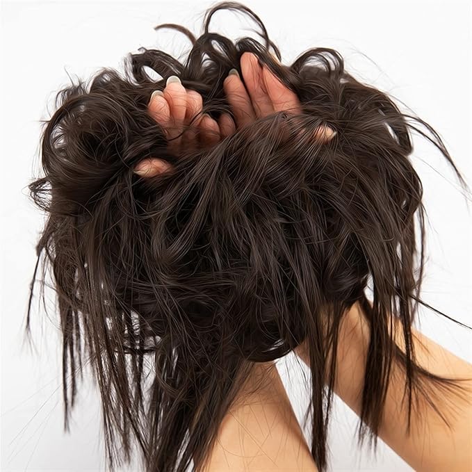 FRANCES Fake Hair Bun Synthetic Bun Ponytail Hair Extensions Headband Messy Bun with Elastic Rubber Band Ponytail Wig Hair Bun for Women Hair Accessories (Color : 30#)