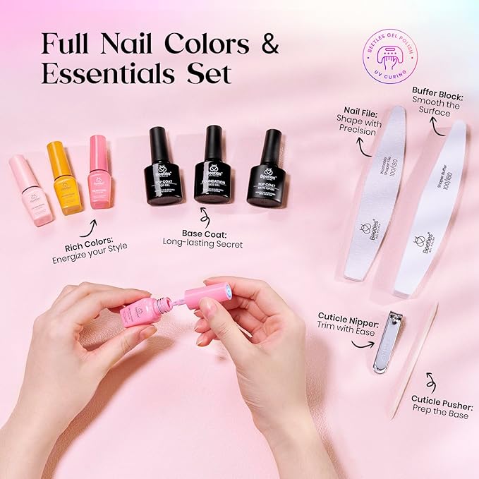 Beetles Gel Nail Polish Set 25 Colors Color Dairy Polish Kit Nude Black Brown Red Color Gel Nails with Base Coat Glossy &amp Matte Top Coat Colorful Bottles UV Led Soak Off Gifts for Women
