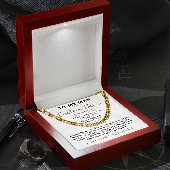 To My Man Necklace Custom Cuban Chain Necklace Gift For Husband Valentine Gift For Men Anniversary Birthday Gift For Him Husband Necklace From Wife Boyfriend Jewelry From Girlfriend