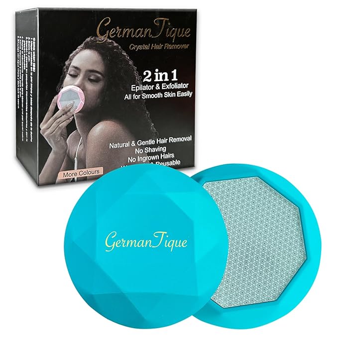 Crystal Hair EraserUpgraded Crystal Hair Remover DiamondPainless and Effective Nano Glass Hair Removal Stone and Skin ExfoliationNatural Epilator for Women and Men(Ocean Blue)