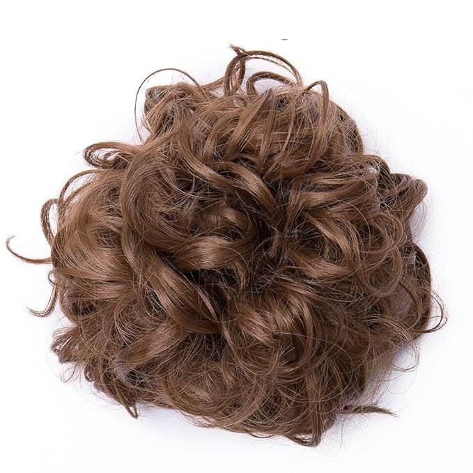 FRANCES Fake Hair Bun 80cm Women's Synthetic Bun Messy Bun with Elastic Band Hair Bun Curl Wig Ponytail Extension Hair Extensions Wig Hair Accessories (Color : Light brown)