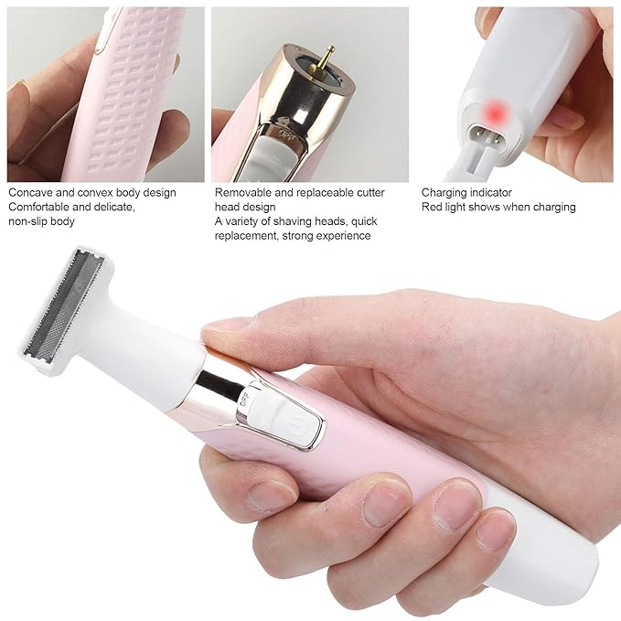 USB Rechargeable Electric Epilator for Women Men 5 in 1 Painless Body Remover with Multifunctional Shaving Head