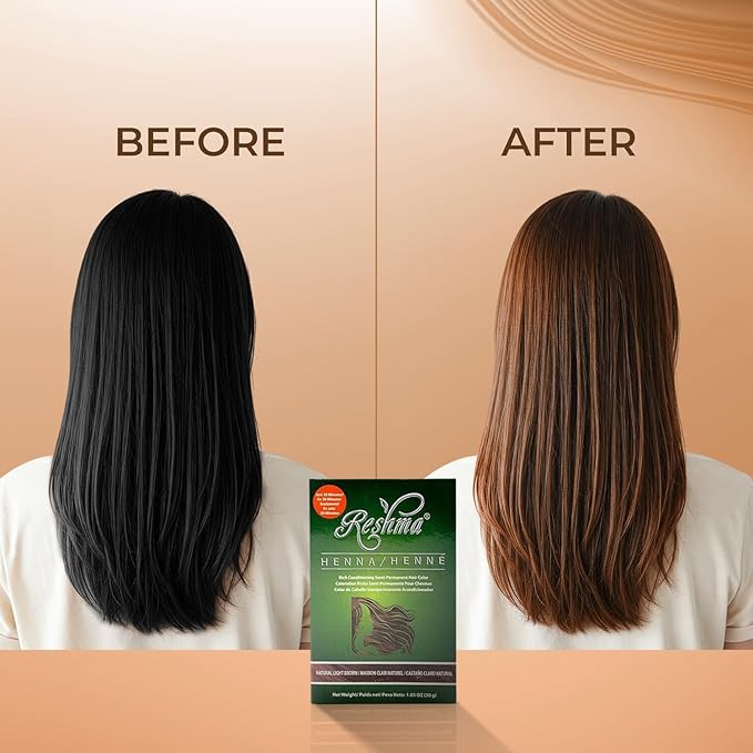 Reshma Beauty 30 Minute Henna Hair Color Infused with Organic Henna Lawsonia Inermis 100% Gray Coverage for Soft Shiny Hair Plant-Based Hair Dye?12.6 oz Pack of 12 (Light Brown)