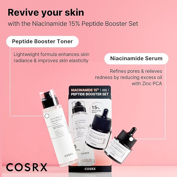 COSRX Niacinamide 15% Peptide Booster Set - Amazon Exclusive - Korean Skin Care Set Gift Sets Niacinamide Serum Face Serum Stocking Stuffers Gifts For Women
