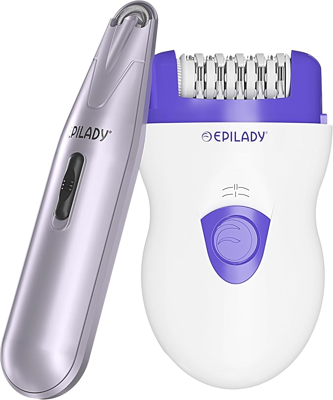 Epilady Face &amp Body Hair Removal Device Bundle Speed Corded Epilator + Esthetic Facial Hair Removal for Women Epilator for Women Legs Arms Underarms Face Bikini (Purple)