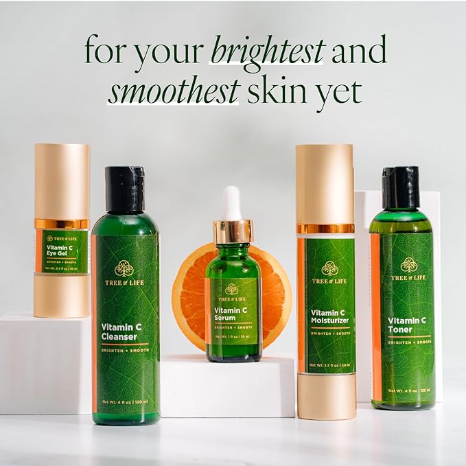 Tree of Life Beauty Ultimate Skin Care Set Brightening Firming Hydrating Moisturizing Brightening Complete Face Care Regimen - Total Vitamin C Face Serum Collection 5pack