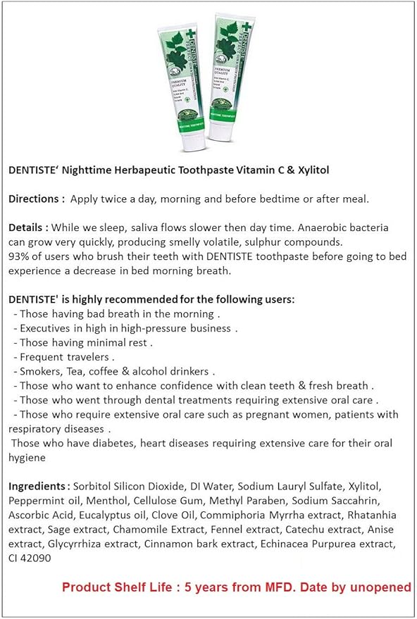 Dentiste Plus White Vitamin C &amp Xyitol Gum Toothpaste Made in Thailand 2x100 G.