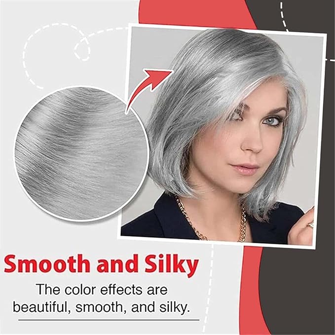 Silver Gray Natural Hair Dye Cream Silver Gray Hair Dye Fashion Permanent Hair Dye Light Gray Silver Color Cream Silver Hair Dye Silver Gray Hair Dye Cream for All Hair Types (Silver 2PCS)