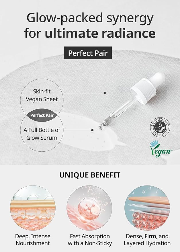 SNP Real active Glutathione Ampoule Sheet Mask | Vegan Face Mask with Glutathione &amp Niacinamide | Revitalizing and Balancing for All Skin Types | Korean Face Masks Skincare | 10 Sheets