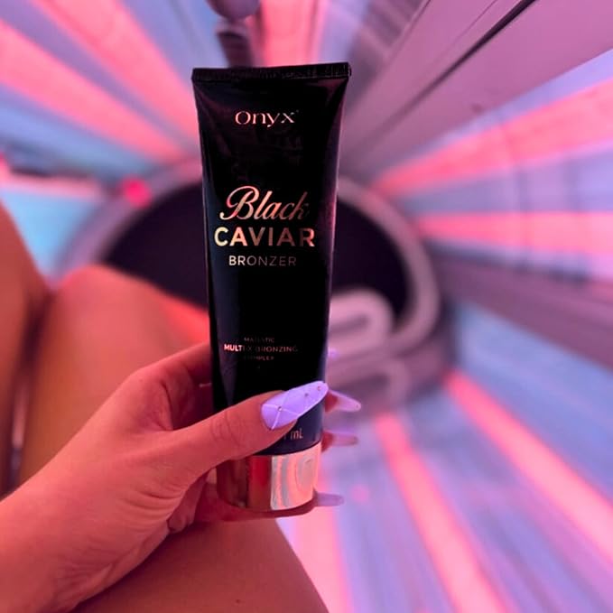 Onyx Black Caviar Dark Tanning Lotion | Body Bronzer &amp Accelerator | Tan Enhancer | For Indoor Tanning Beds &amp Outdoor Sun | Ultra Dark Skin Results for Men &amp Women