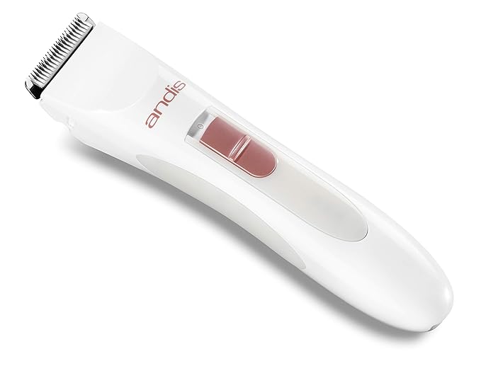 Andis 24630 Women's Personal Electric Trimmer - Detachable Stainless-Steel Blade - for Legs Underarms Hair Removal - Rechargeable Cordless Slim Design - 6-Piece Kit White