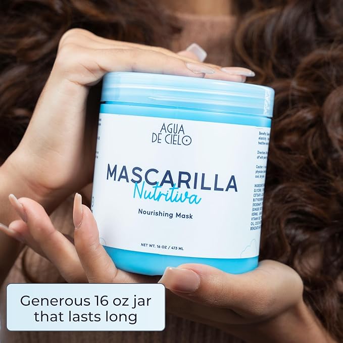 Agua de Cielo Nourishing Mask - Hair Mask for Dry Hair Split Ends &amp Strength Deeply Nourishes with Argan Oil Collagen Shea Butter &amp Ginger - 16 Oz