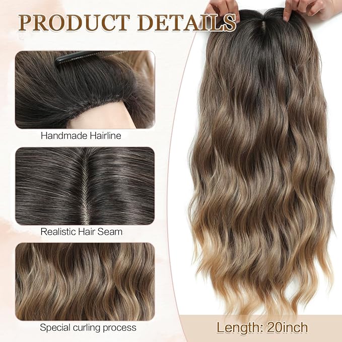 20 Wavy Hair Topper 6.5x6.5 Base Size Hair Toppers for Women Synthetic Hairpieces for Women with Thinning hair Wavy Clip In
