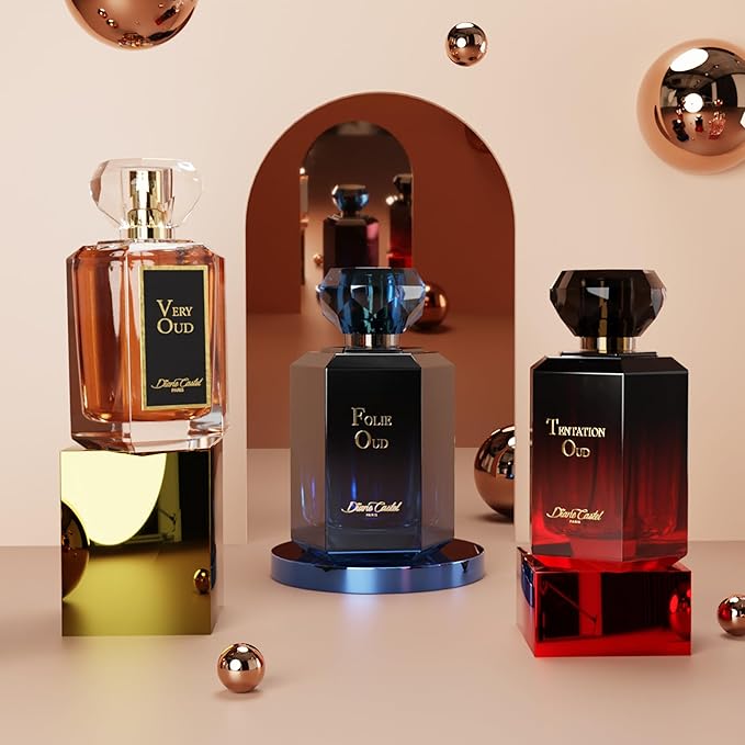 Tentation Oud Gift Set - Amber Spicy Gourmand Fragrance - Women Perfume and Body Lotion - Notes of Saffron Jasmine and Oud - 3 pc