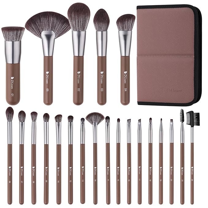 DUcare Professional Makeup Brush Set 22Pcs with Travel Case Synthetic Kabuki Foundation Brush Face Powder Brush Blush Brush Concealer Brush Eyeshadow Brushes