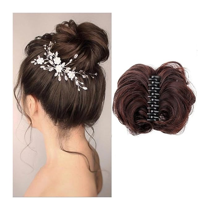 Hair Accessories Synthetic Messy Bun Wavy Curly Bun Ponytail Hair Extensions Fancy Curly Bun Claw Clip Bun Wig For Women Hair Pieces For Women(1pcs-10)