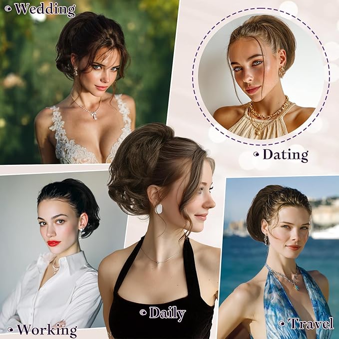 RUWISS Claw Clip Short Human Hair Ponytail Extension with Bendable Metals for DIY Styles Straight Messy Bun Hair Piece for Women Thick Hairpieces for Daily Wear 9 Inch Medium Brown