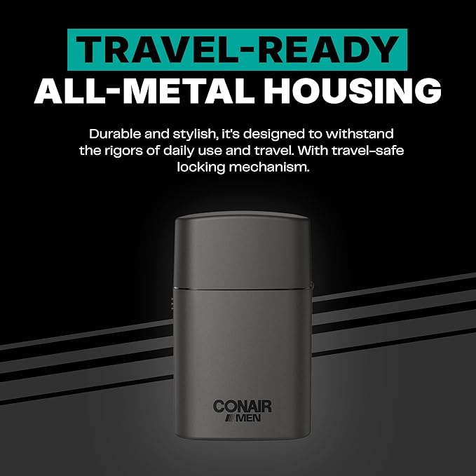 Conair Men Foil Shaver for Face | Men's Facial Hair Groomer | Hypoallergenic and Cordless | Portable Battery Powered for Travel