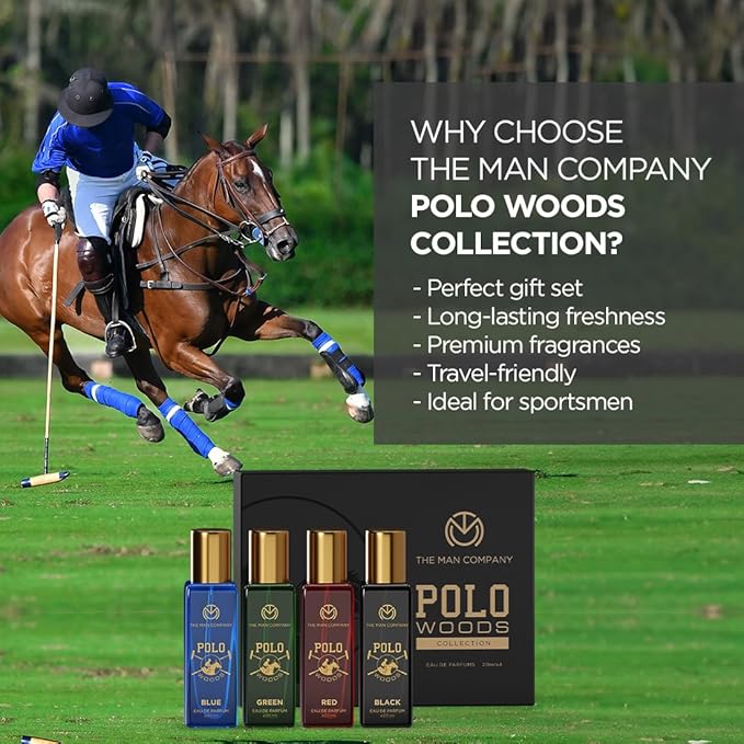 The Man Company Specially Curated Perfume Gift Set For Men Spray - 4X20Ml - Polo Woods Collection | Premium Long-Lasting Fragrance | Luxury Eau De Parfum | Gift Set For Him