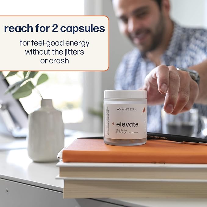 Avantera Elevate Premium Nootropic Supplement - Beat Brain Fog - Best Focus Supplements for Memory &amp Focus Support - Energy Without Crash - 56 Count Pills for Women &amp Men