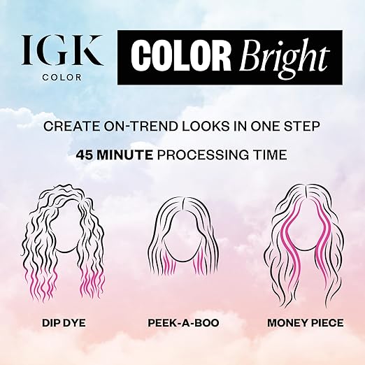 IGK Color Bright One Step Bleach &amp Color Kit for Accent Pieces ICE BREAKER- Cool Blonde | One-Step Color Processing + Replenishes + Hydrates | Vegan + Cruelty Free + Ammonia Free | 4 Oz