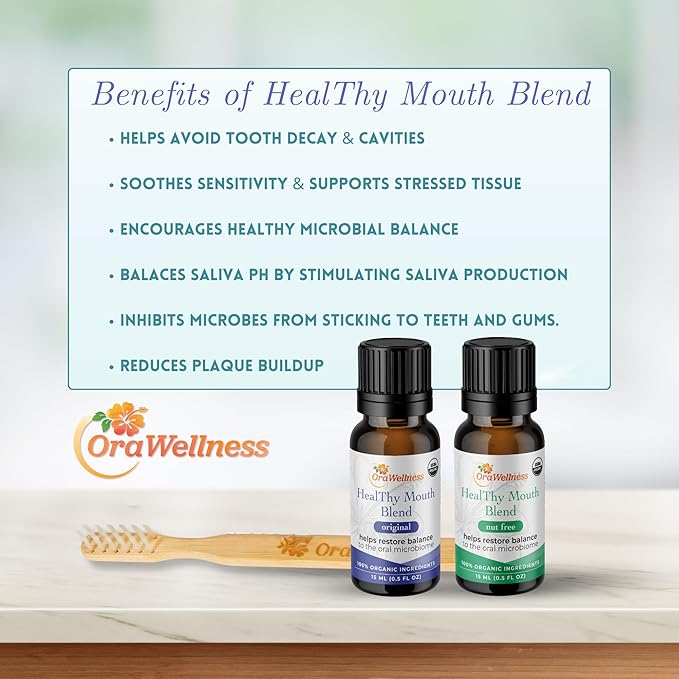 OraWellness Nut Free Healthy Mouth Blend Organic Toothpaste &amp Mouthwash Alternative Tooth Oil Natural Mouth Rinse for Healthy Teeth &amp Gums for Women Men and Kids Pack of 1