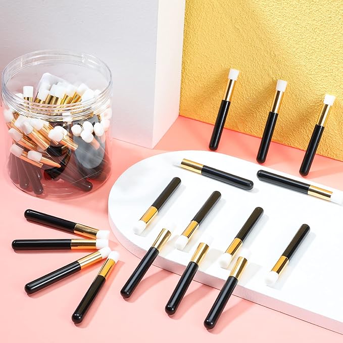 Patelai 60 Pieces Lash Shampoo Brushes with Container Eyelash Extension Cleansing Brush Nose Pore Cleaning Tool Peel off Blackhead Removing Tool Cosmetic Lash Cleanser Facial Cleansing(Black)