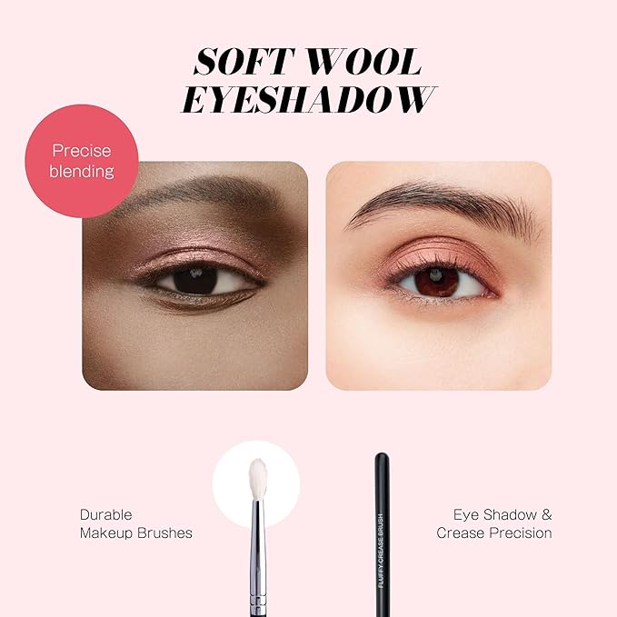 Younique Fluffy Crease Brush for Eye Makeup | Soft Synthetic Eyeshadow Blending Brush | Durable Eye Shadow Brush for Crease Precision | Lightweight Makeup Tool for Smooth Application