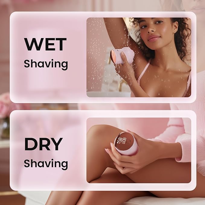 PRITECH Electric Razors for Women Legs Easy-Clean Body Shaver Wet &amp Dry Waterproof Bikini Trimmer Portable Lady Hair Remover for Face Underarms Pubic (Pink)