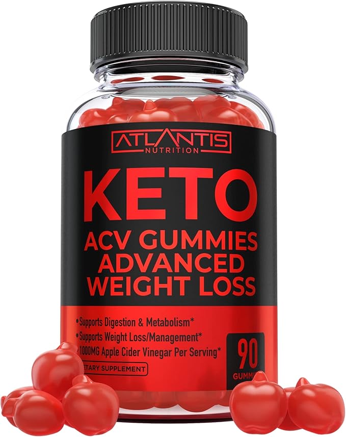 Atlantis Nutrition Keto ACV Gummies for Weight Loss - Supports Digestion Weight Loss Detox &amp Cleansing - Apple Cider Vinegar Gummies Formulated with 1000MG ACV Per Serving - 90 Count
