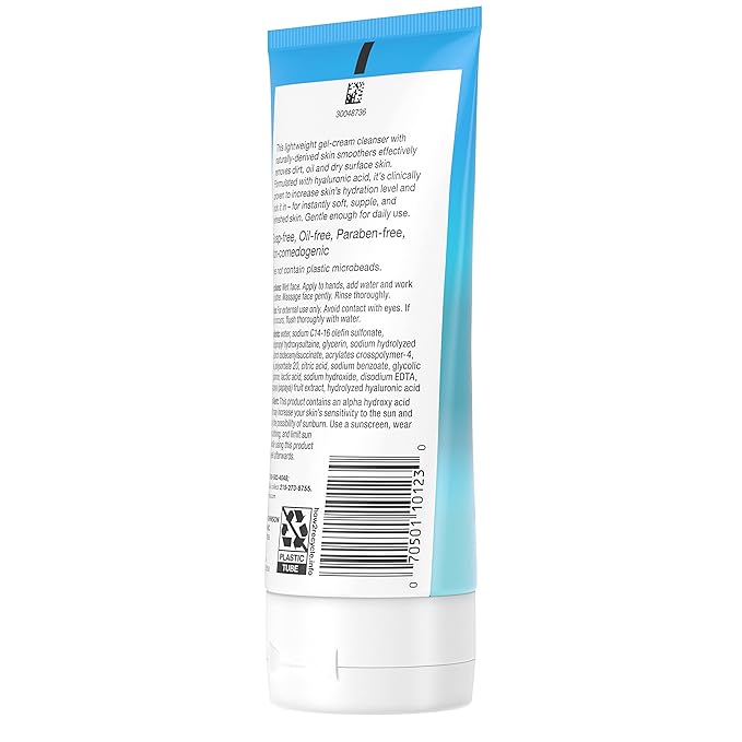 Neutrogena Hydro Boost Gentle Exfoliating Daily Facial Cleanser with Hyaluronic Acid Clinically Proven to Increase Skin's Hydration Level Non-Comedogenic Oil- Soap- &amp Paraben-Free 5 Oz 3 Pack