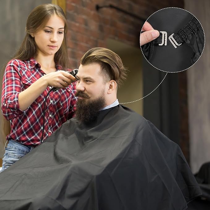 10 Pcs Barber Capes Professional Hair Cutting Capes for Adults Large Hair Cape for Haircuts with Adjustable Snap Closure Waterproof Salon Cape for Hairstylists Coloring and Styling (Black)