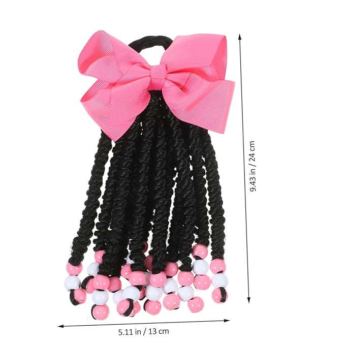 4pcs Ponytail Beads and Dreadlocks Headband Wig Bowknot Beaded Ponytail Synthetic Ponytail Extension Braided Hair Extensions Wig Chemical Fiber Decorate To Weave Women's