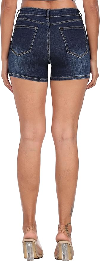 Mid Rise Denim Stretchy Jean Shorts for Women