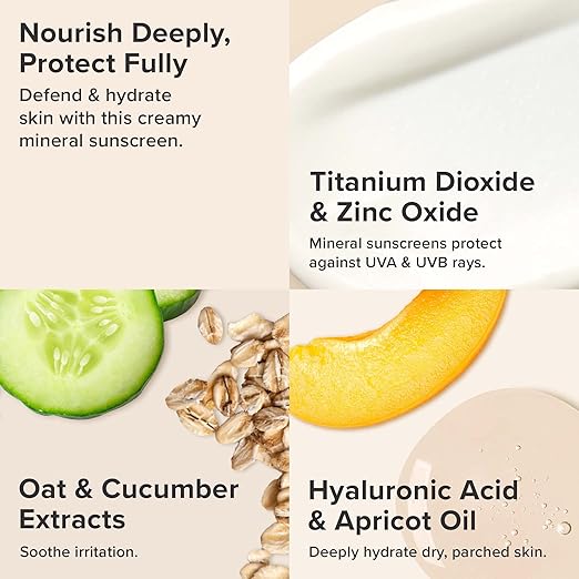 Paula's Choice SKIN RECOVERY Daily Moisturizing Lotion Mineral Sunscreen for Face SPF 30 Face Sunscreen with Oat &amp Cucumber Dry and Sensitive Skin UVA/UVB Protection Fragrance-Free 2oz