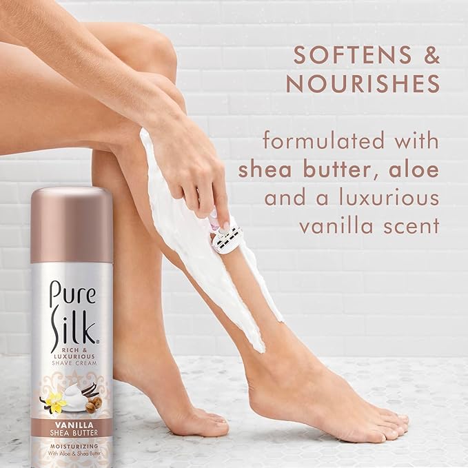 Pure Silk Vanilla Shea Butter Spa Therapy Shave Cream for Women 7.25 oz Pack of 6