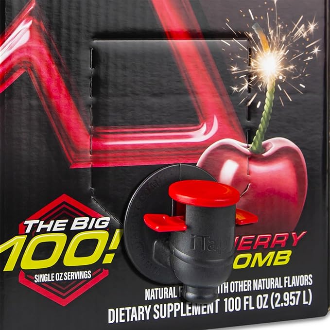 XMODE Extra Strength Energy Shots on Tap ? Cherry Bomb Flavor Sugar Free 150mg Caffeine per oz B12 100 (1oz) Servings Dispenser with 2 Refillable Bottles