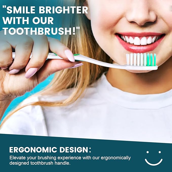Navona 300 PCS Premium Individually Wrapped Bulk Toothbrush Pack Disposable Toothbrushes Kids Toothbrush Medium Soft Bristle Toothbrushes Ergonomics Handle Perfect for Travel Hotel Donation