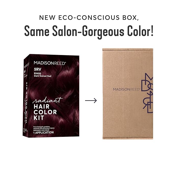 Madison Reed Radiant Hair Color Kit | 5RV Dark Garnet Red with Vibrant Red Violet Tones (Rimini Garnet) Vivid Color-Enhancing Salon-Quality Permanent Hair Dye | PPD-Free &amp Ammonia-Free |1 Pack