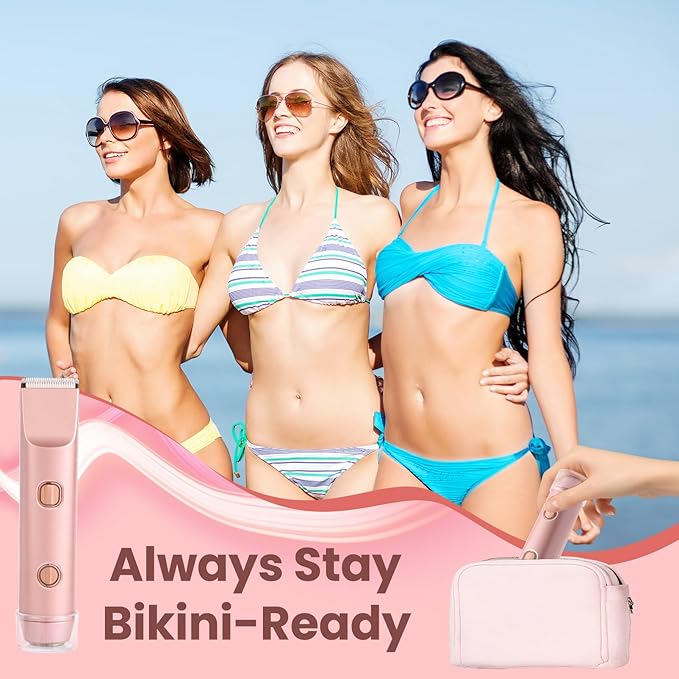 Bikini Trimmer for Women 2-in-1 Electric Razors for Pubic Hair Painless Wet &amp Dry Use Dual Head Electric Shaver for Women Support 60 Minutes Runtime for Facial Hair Removal &amp Body &amp Intima