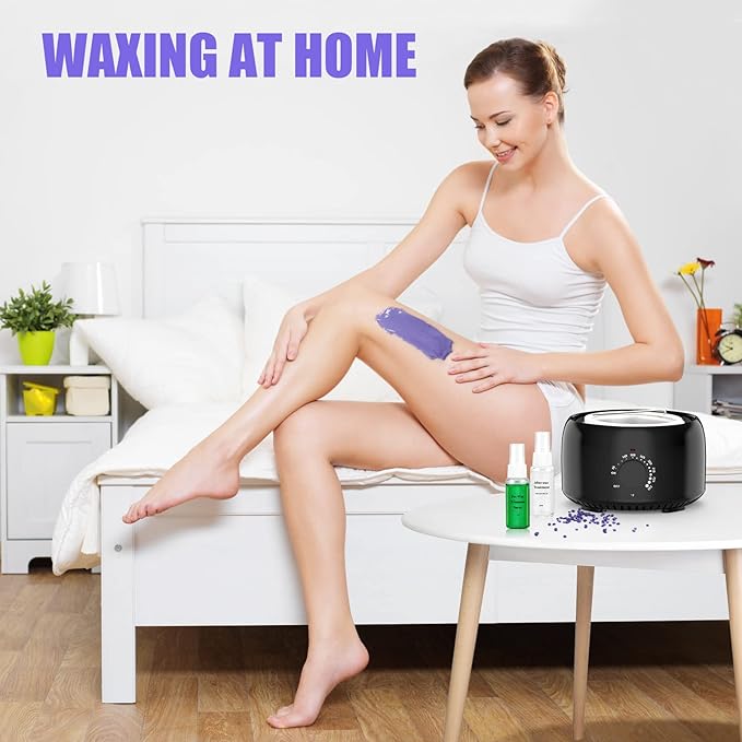 Waxing Kit - Wax Warmer for Hair Removal Hard Wax Kit with 14oz 5 Bags Hard Wax Beans for Full Body Legs Face Eyebrows Bikini Brazilian Waxing Kit for Women Men