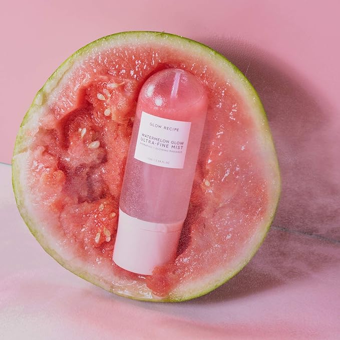 Glow Recipe Watermelon Glow Facial Spray + Hydrating Mist - Ultra-Fine Face Mist with Hyaluronic Acid + Hibiscus AHA to Refresh Dry Skin &amp Enhance Dewy Makeup - Suitable for All Skin Types (75ml)