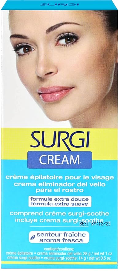 SURGI-CREAM Hair Remover For Face Extra Gentle Formula 1 oz (Pack of 12)