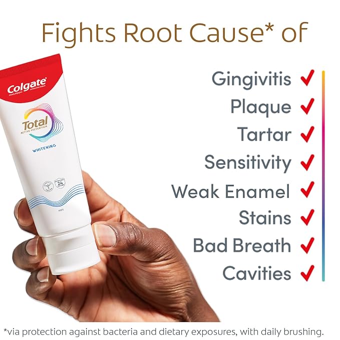 Colgate Total Whitening Toothpaste Freshens Breath Whitens Teeth and Provides Sensitivity Relief Mint Flavor 24 Pack
