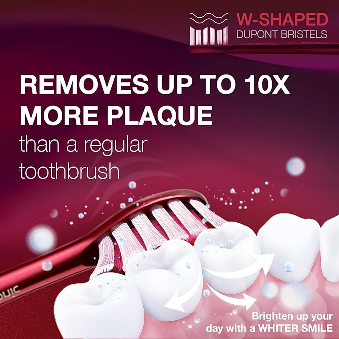 Wagner Stern WHITEN+ Edition. Whitening Electric Toothbrush with Pressure Sensor. Offers 5 Brushing Modes 3 intensities 8 Soft Brush Heads and a Luxury Travel case.