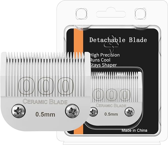 000 Professional Detachable Replacement Ceramic Blades 0.5mm Compatible with Most Andis Oster A5 Series Scissors. Cutting Length 1/50 -Inch(0.5mm)